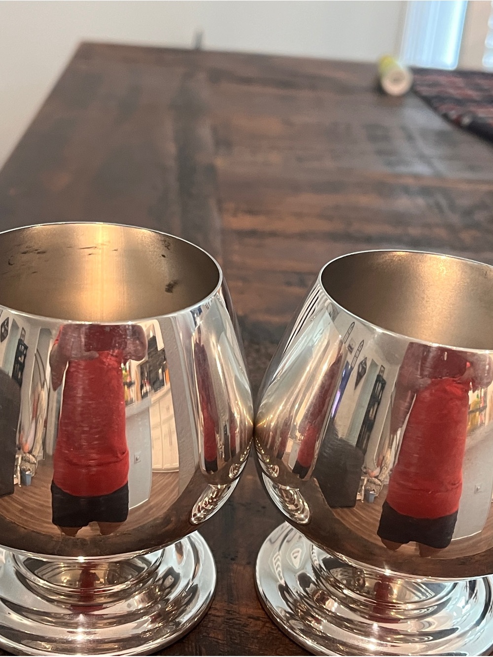 William Rogers and Son Pair of Shiny Silver Brandy Snifters Stemmed Cups